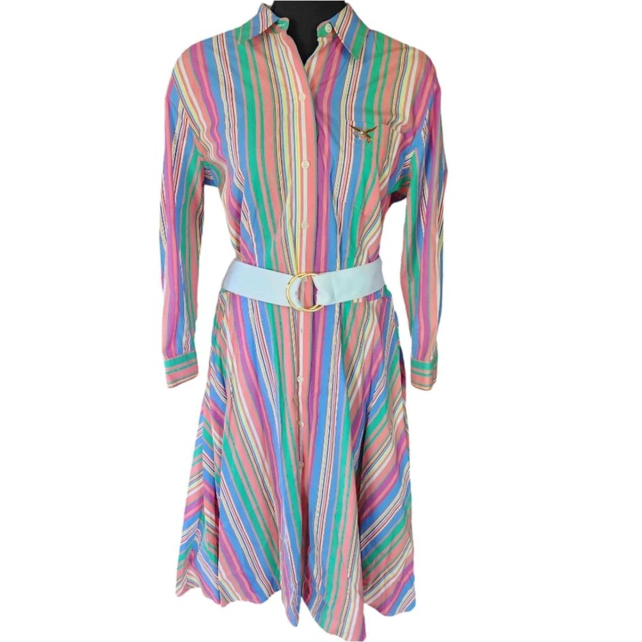 NWT American Living Striped Multi Color 3/4 Length Sleeves Midi Dress Size 12