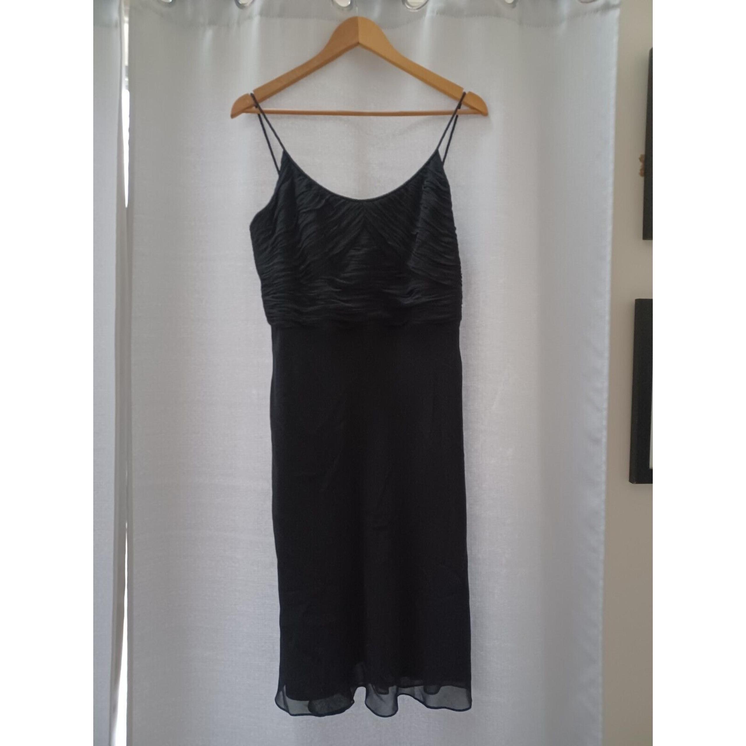 Ann Taylor Petites Spaghetti Strap Knee Length Black SILK Dress 12P