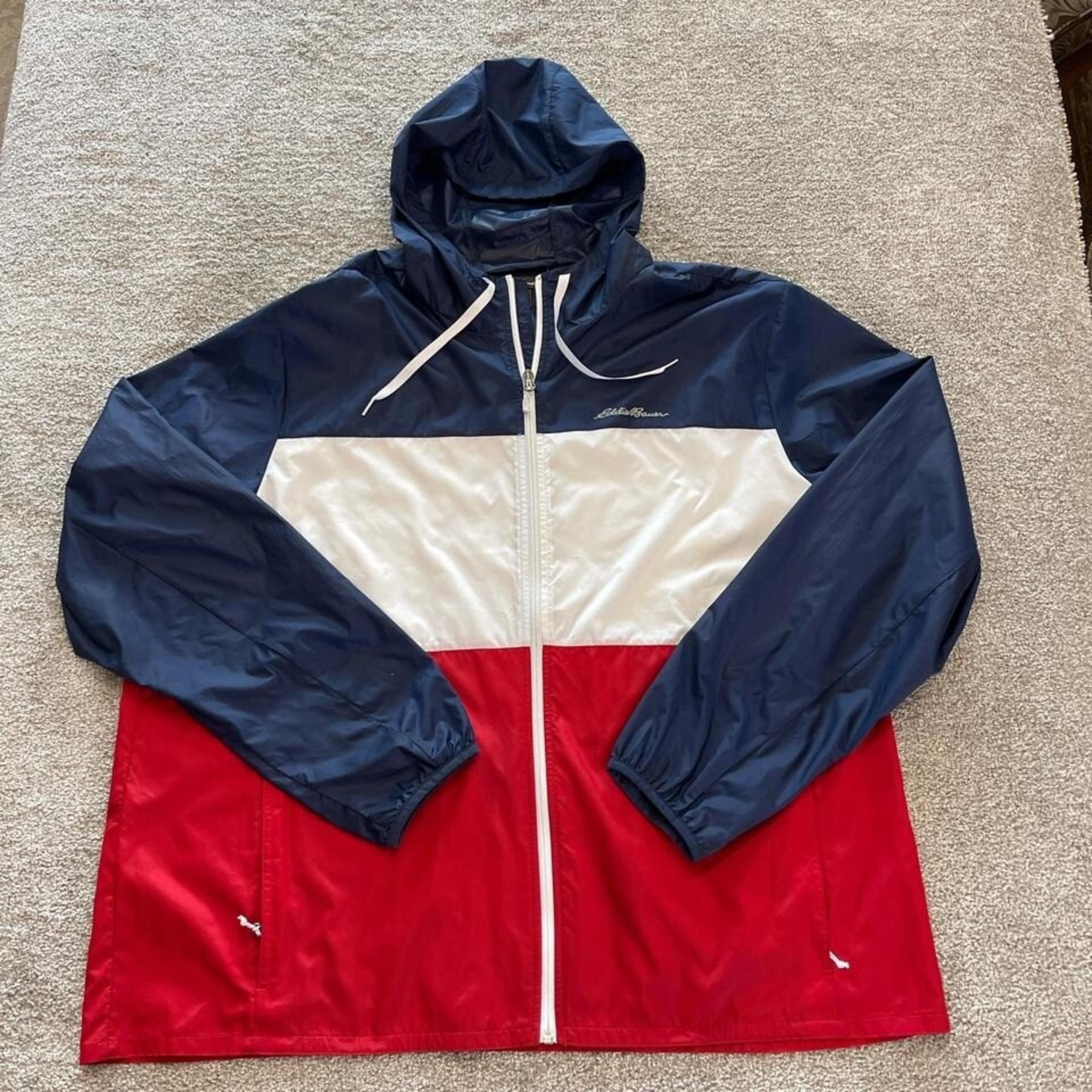 Eddie Bauer Men's Windbreaker Jacket RED, WHITE and BLUE XXL