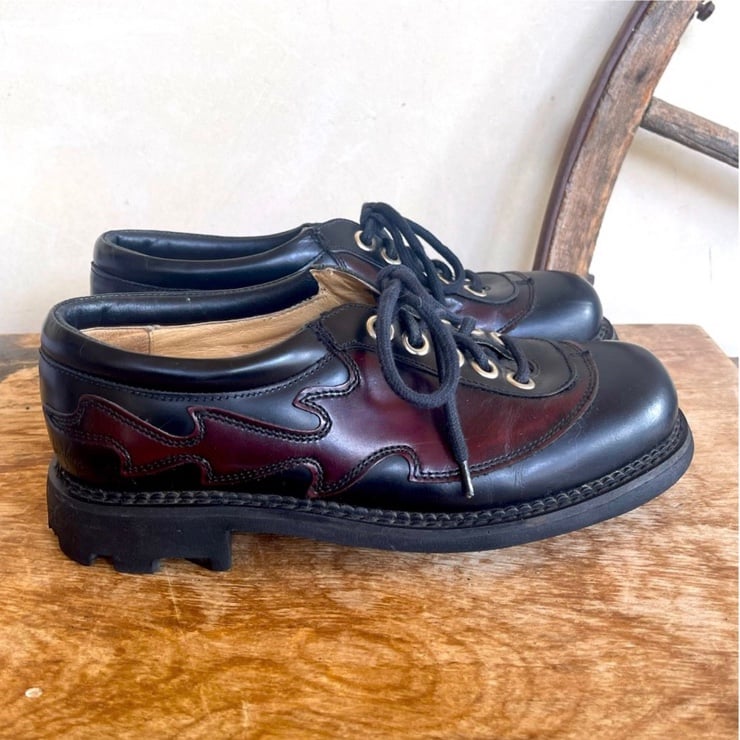 JOHN FLUEVOG ANGELS FLAME Black Cordovan Leather Heavy Seventh Heaven Soles Mens
