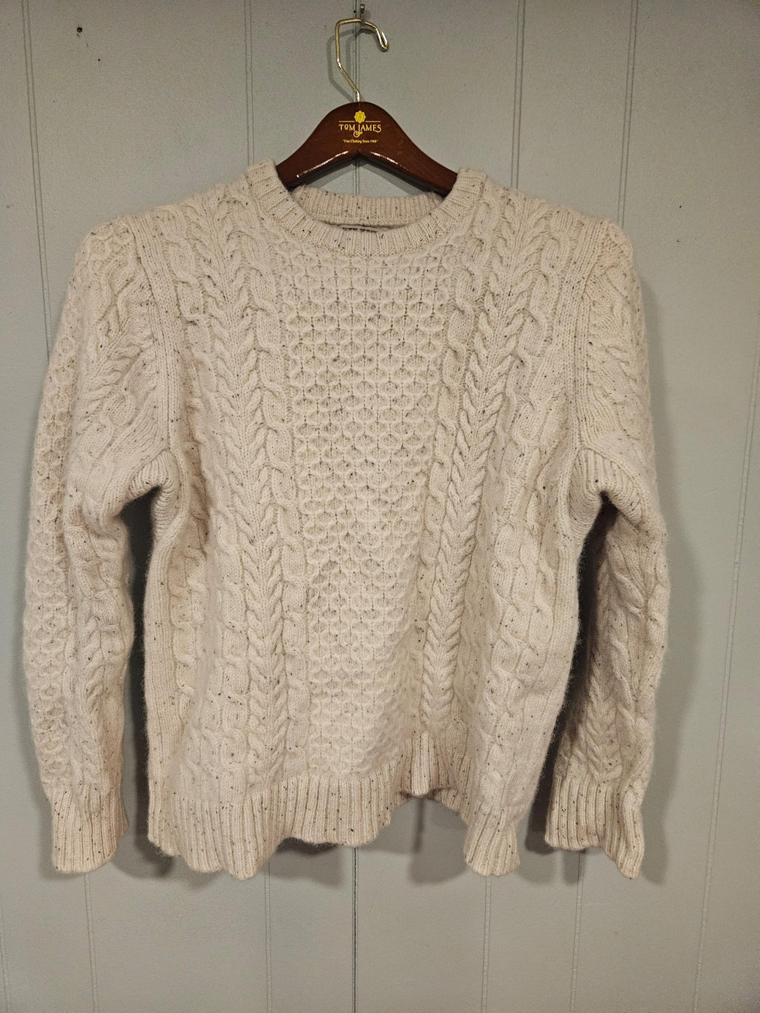 Duluth Trading Sweater Men’s XL Ivory Cable Knit Pullover 100% Shetland Wool