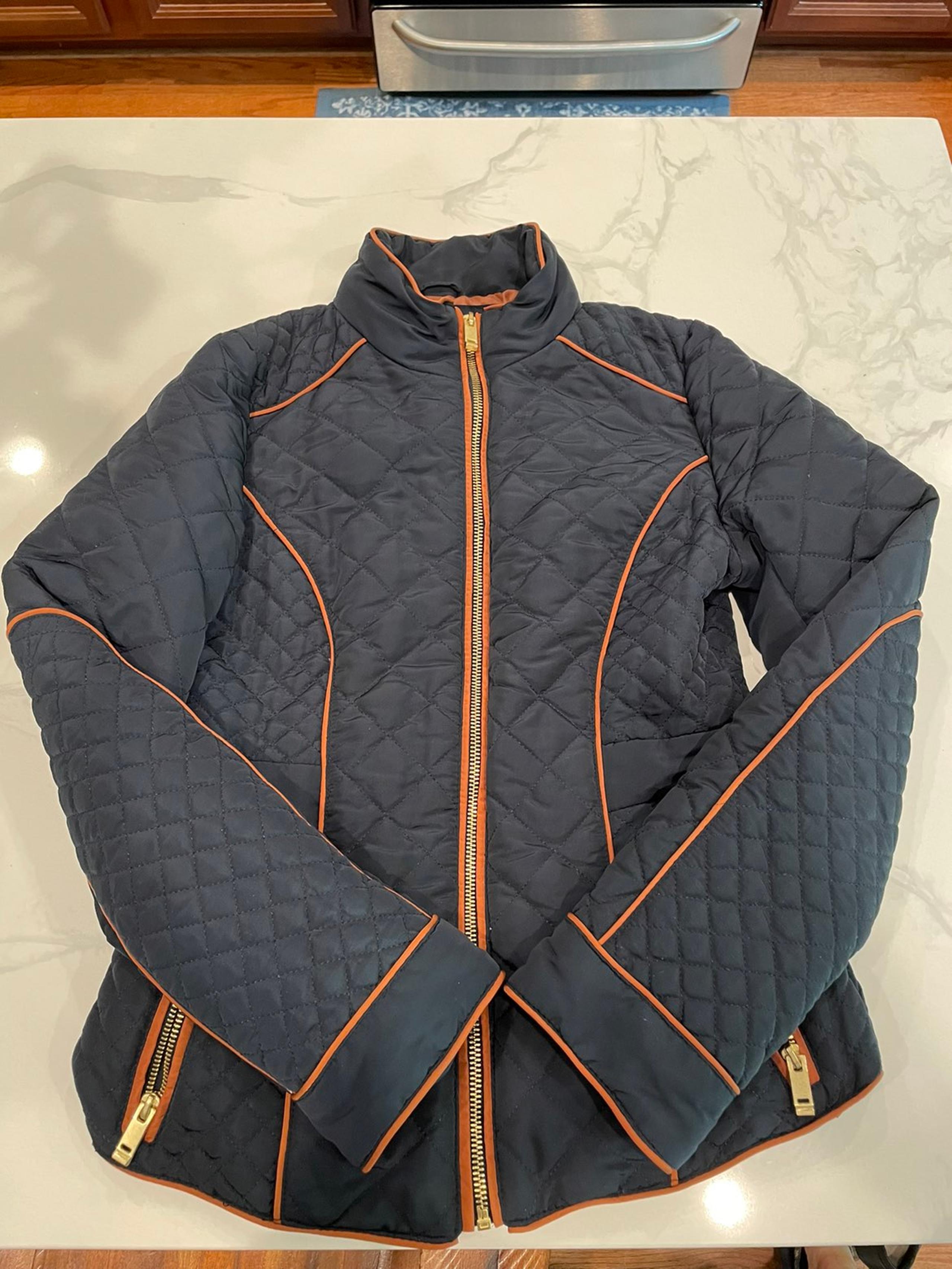 Navy and brown trim Jacket