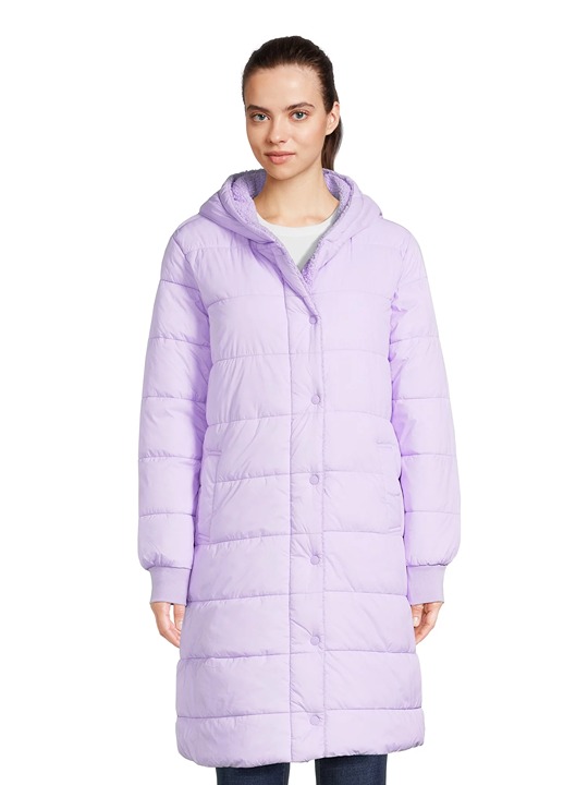 Women's Leisure Lined Hooded Puffer Coat S-EH2D
