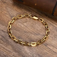 8 Mens 14K Gold Chain Link Style Bracelet 14 Karat Silver Jewelry NEW 8 inch