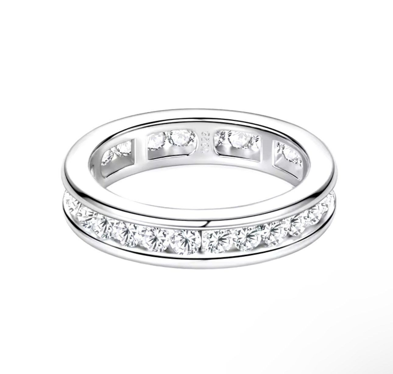 Full Eternity Engagement Ring Princess Cut Mossanite Diamond wedding band
