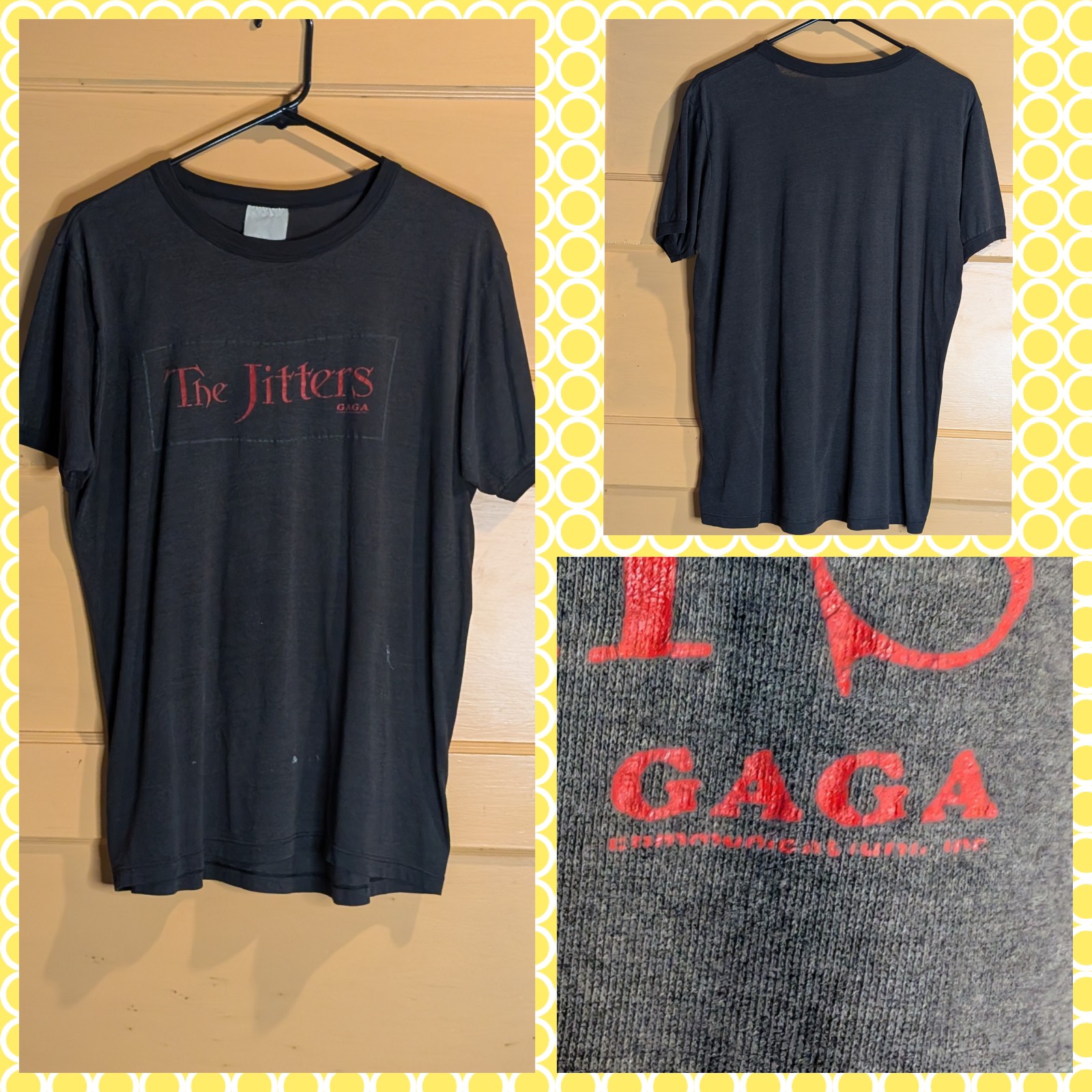 VINTAGE RARE DISTRESSED 80'S 90'S THE JITTERS RINGER T-SHIRT