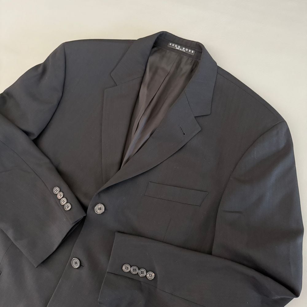 Hugo Boss Natural Stretch Black Blazer 100% Virgin Wool Professional Suit Jacket