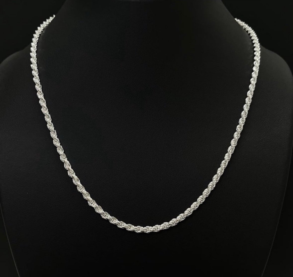 Solid Sterling Silver Rope Chain 3mm 18”