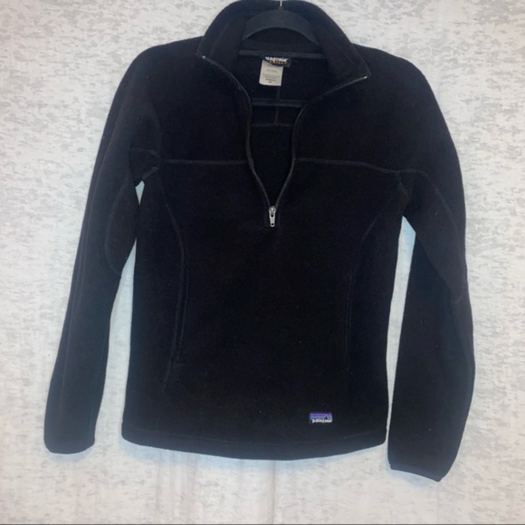 Patagonia Synchilla Women's Black Micro 1/4-Zip Fleece Pullover Size XS