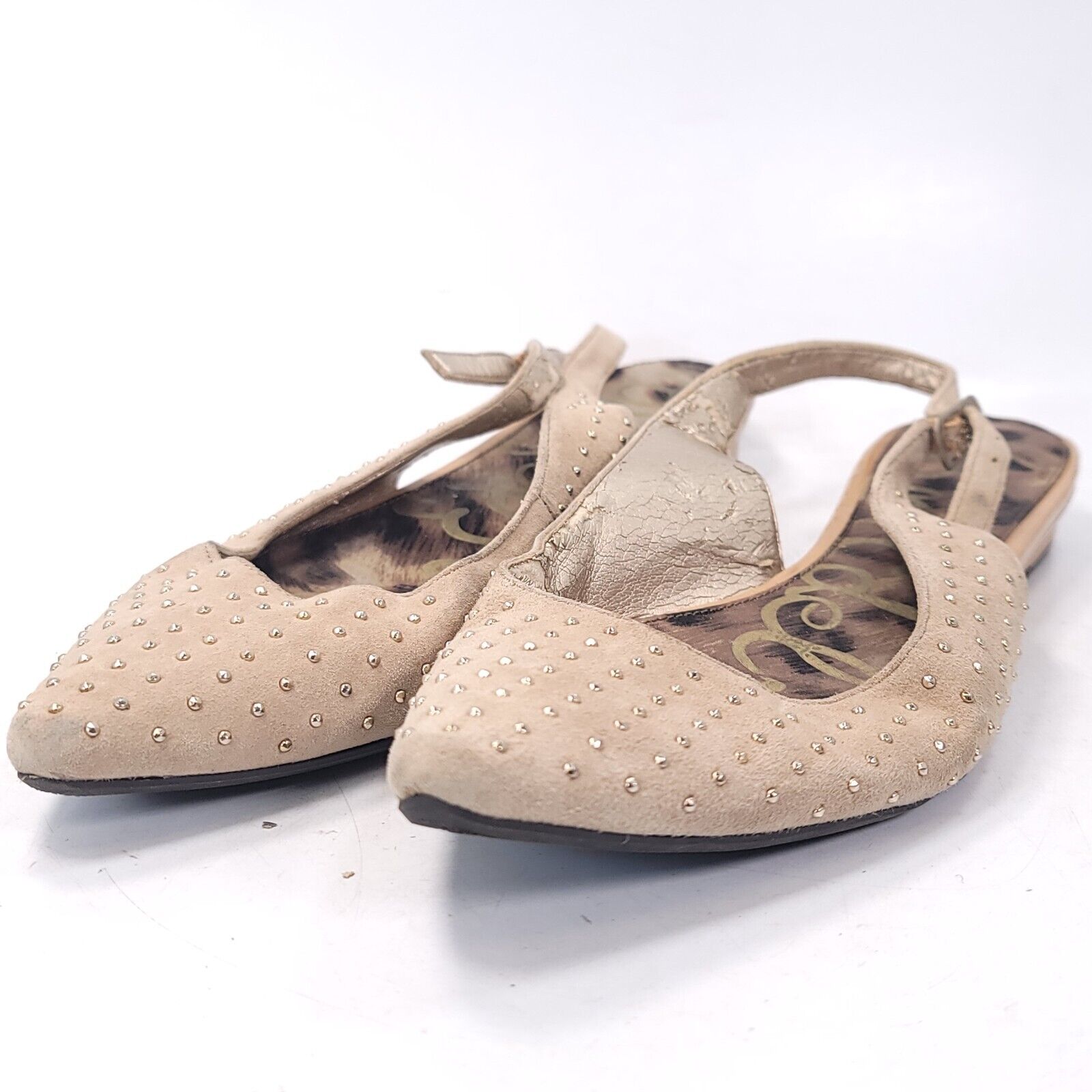 Sam Edelman Casual Pointed Toe Slip On Ballet Flat Womens Size 9 Beige