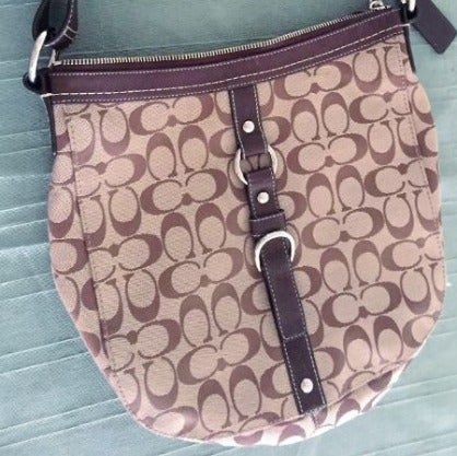 COACH CHELSEA HOBO BAG -CANVAS SIGNATURE/LEATHER