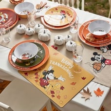 Disney Mickey & Minnie Mouse Thanksgiving Plates Set of 4 Pottery Barn Rare Cute