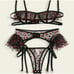 Heart Print Garter Sheer Lingerie Set ne