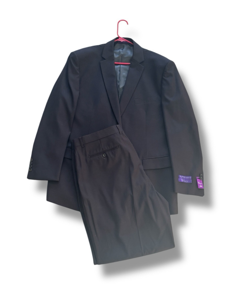 Vinci Mens Brown Suit Jacket Sports Coat And Pants 46R Designed In Italy NWT