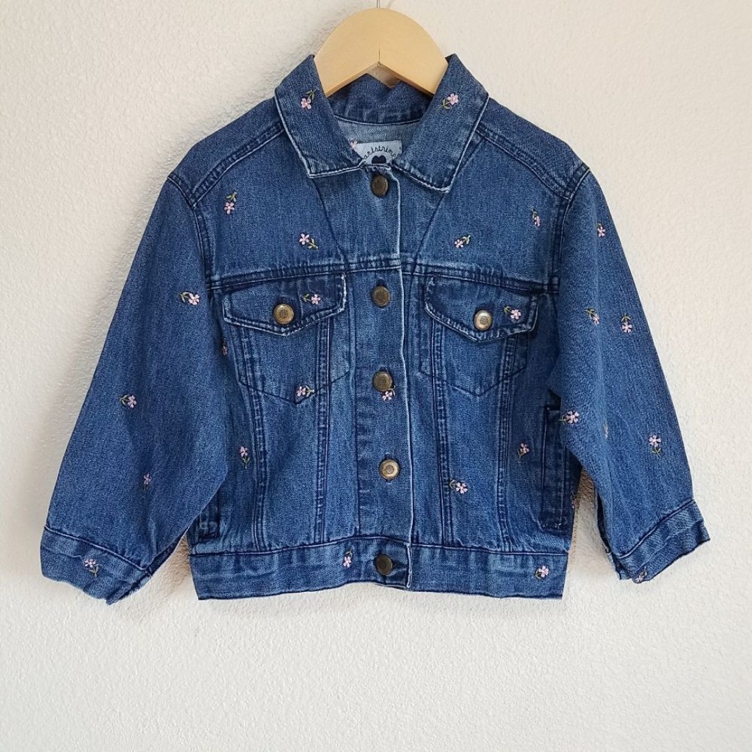 Hartstrings Kid's Denim Floral Embroidered Jean Jacket
