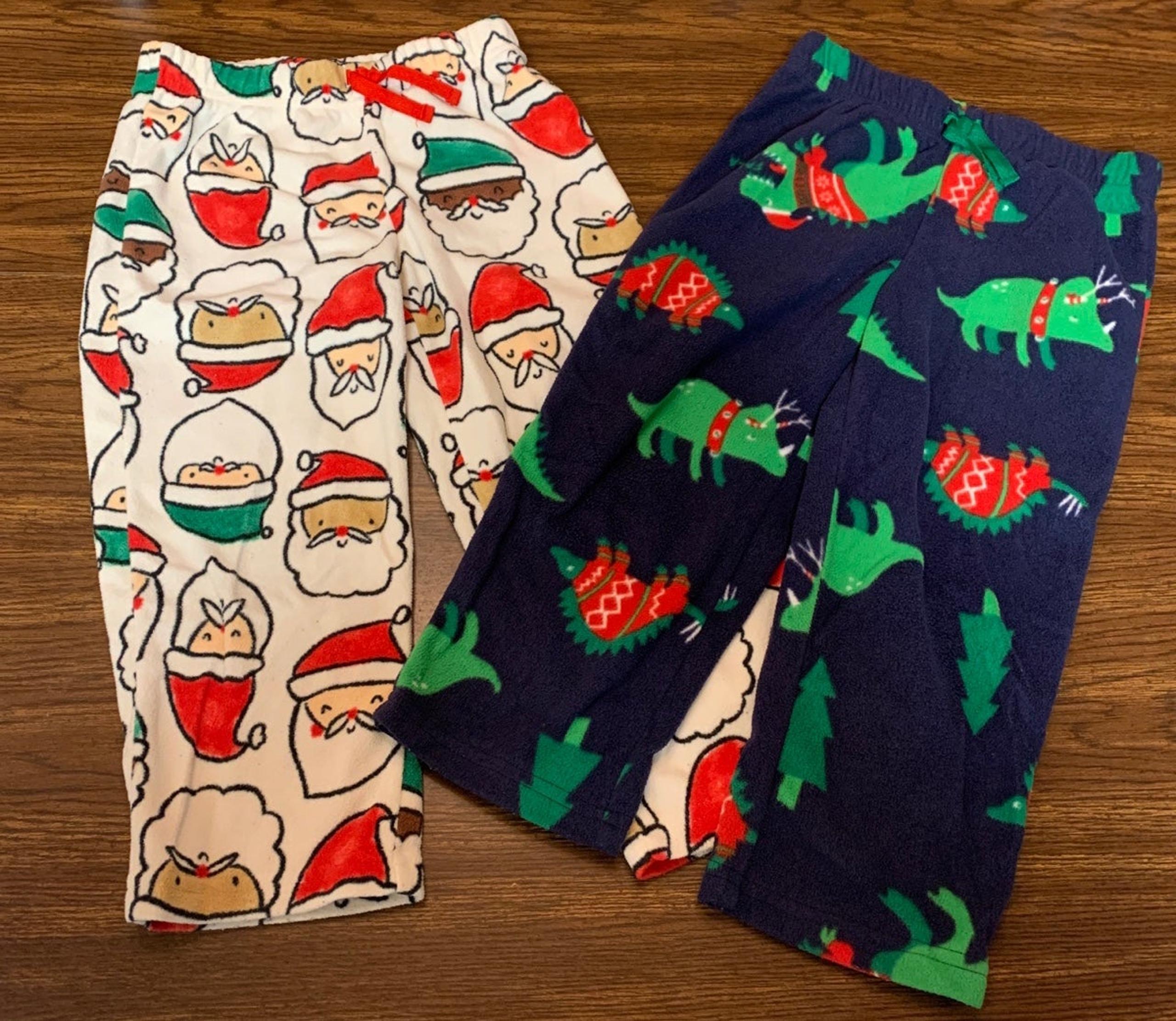 Carters Boys size 4 Christmas Fleece PJ pants set Santa and Dinosaurs