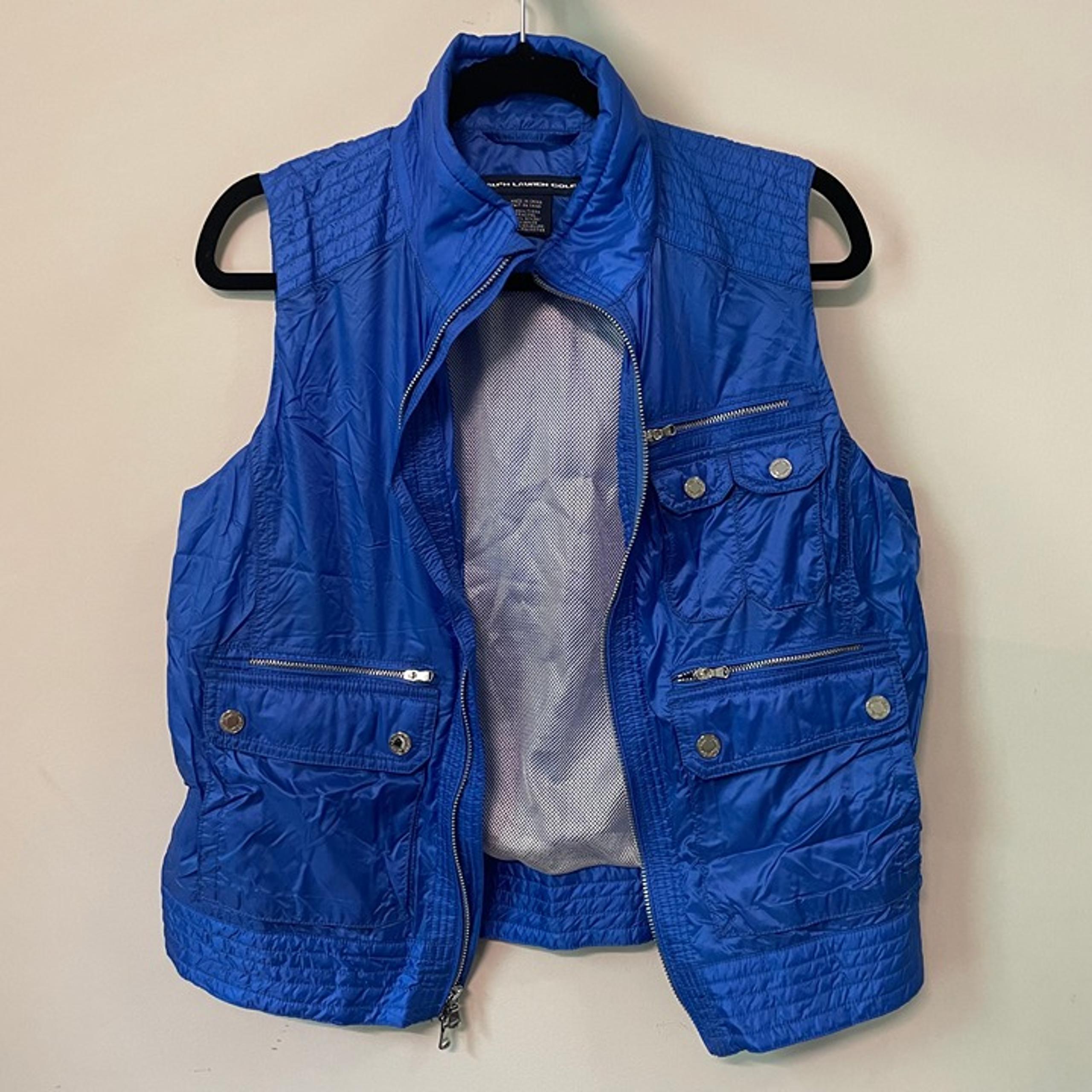 Ralph Lauren Golf Blue Nylon Full Zip Windbreaker Vest Abbyz Women Size S