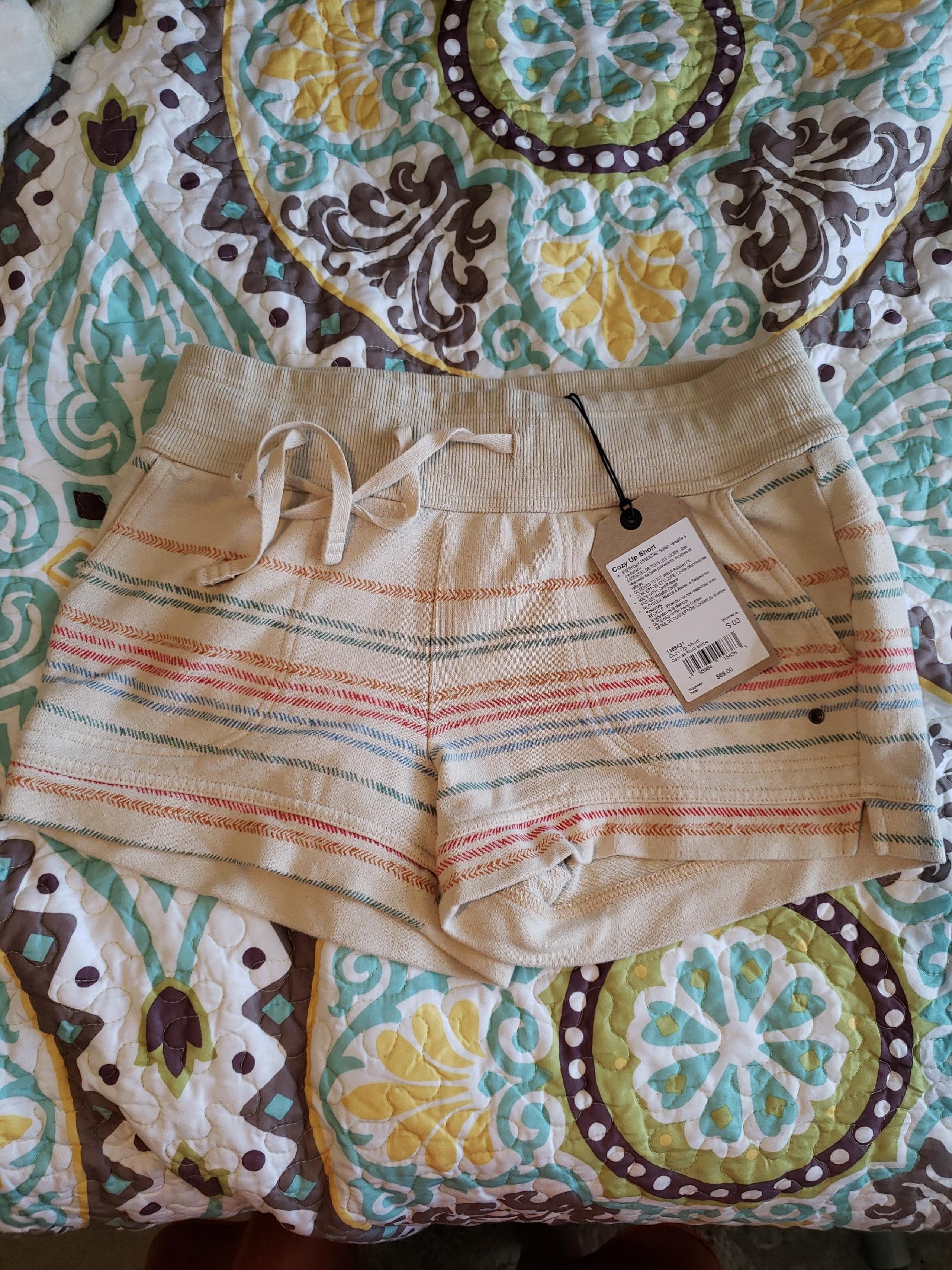 Prana Cozy Up Hemp Short Colorful Stripes Small