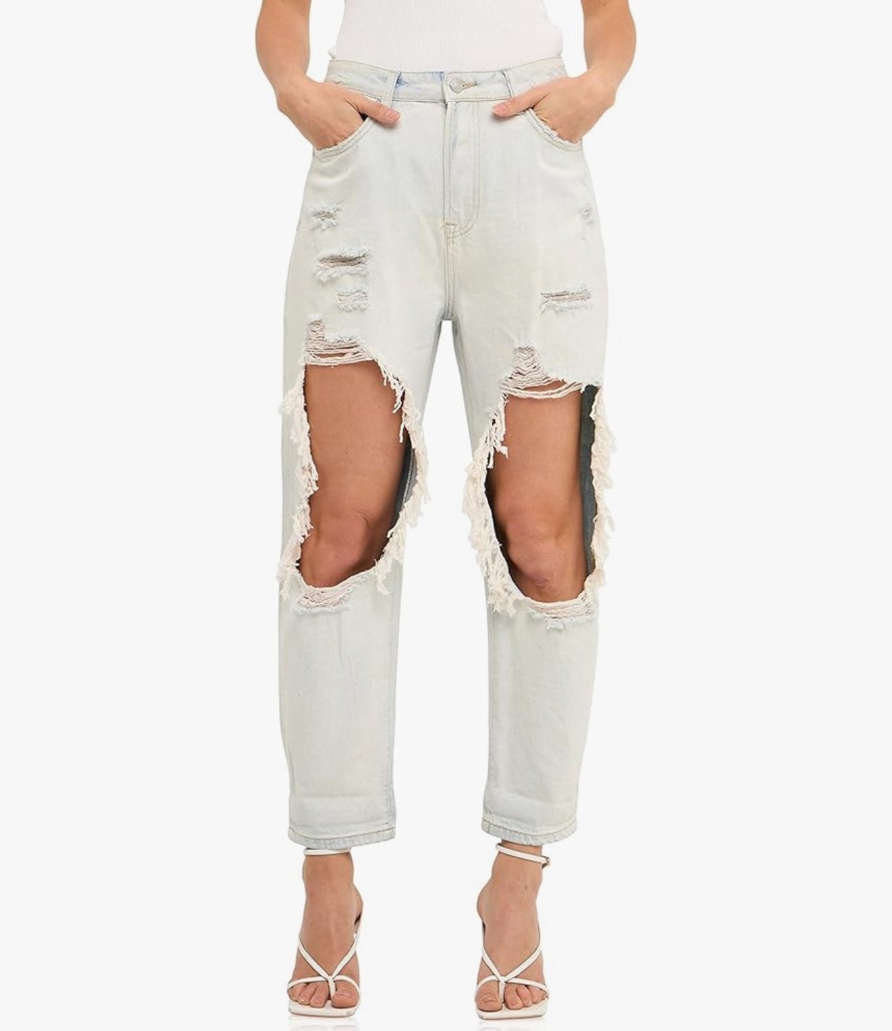 Women's Distressed Jeans Light Denim