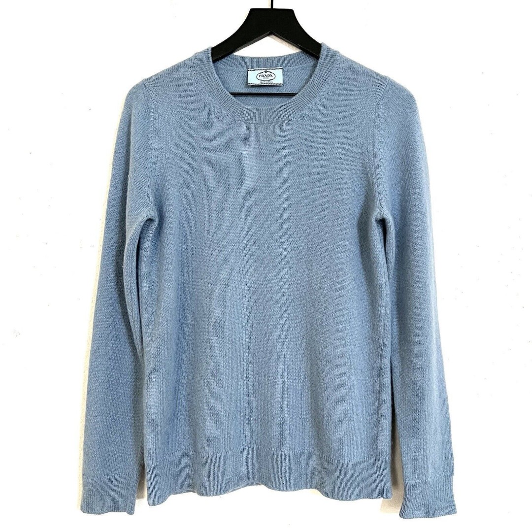 Prada Women’s Alpaca Crewneck Sweater Size 44 Light Blue Made In Peru