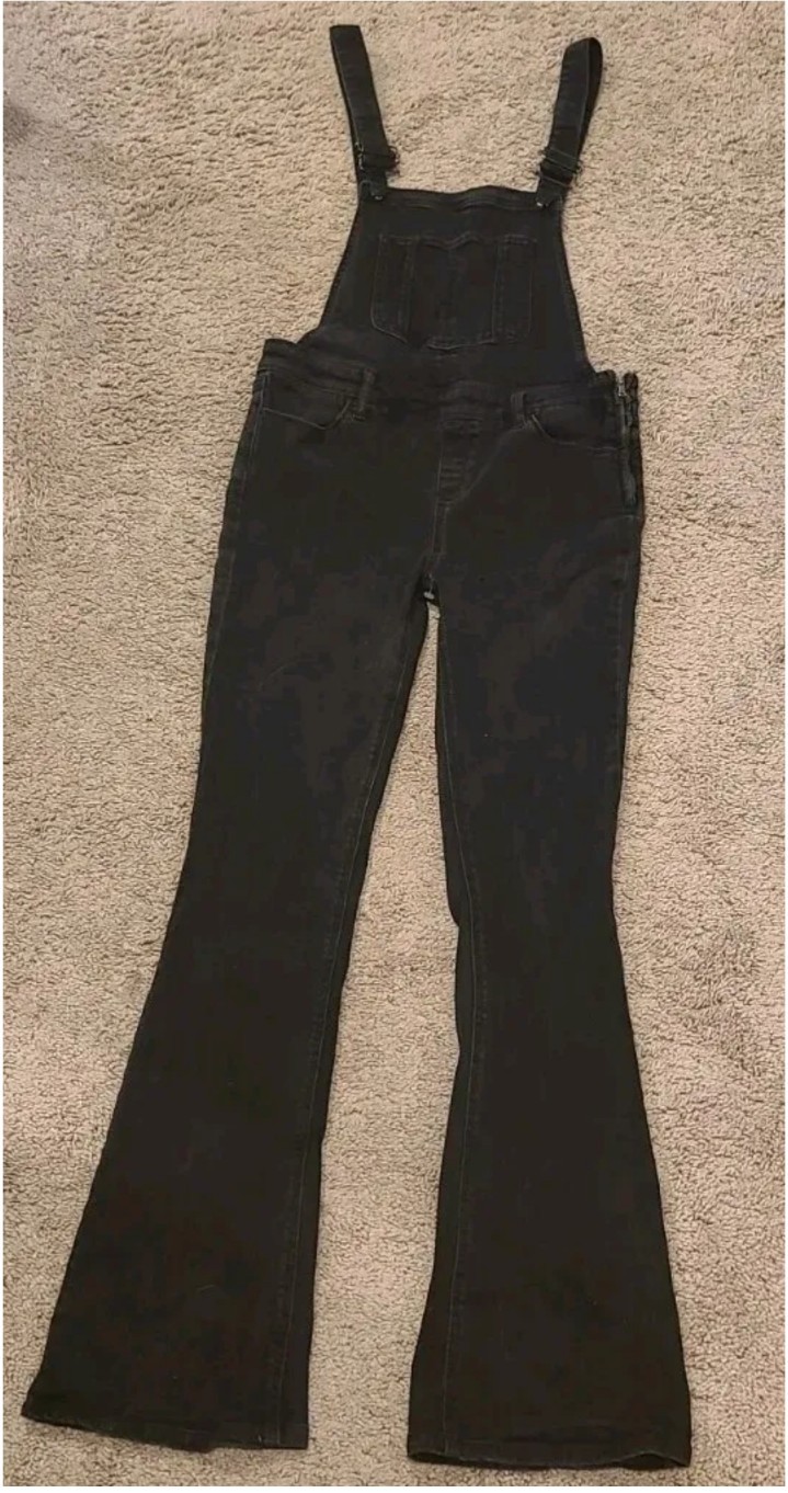 PAIGE Tavie Flare Denim Overalls Raven Black Size 29