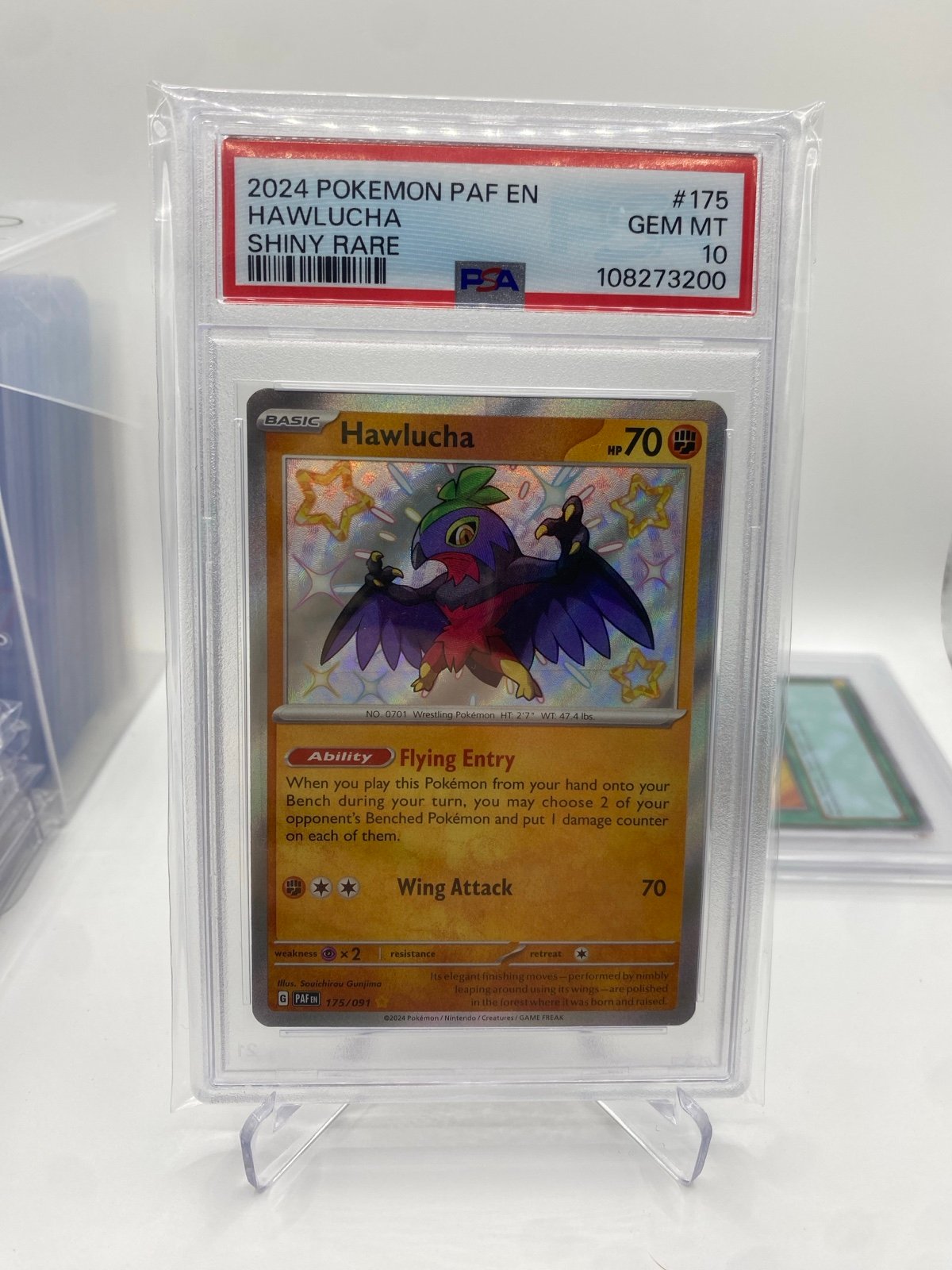 Pokémon Paldean Fates Hawlucha 175/091 Shiny Rare PSA 10