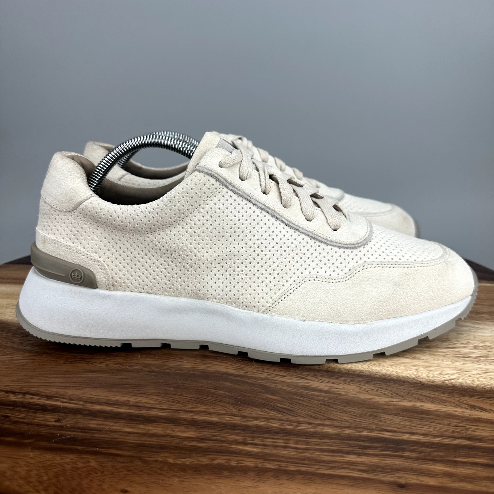 Peter Millar Wayfare Runner Shoes Men's 11 M Ivory Suede Leather Lace Up