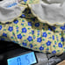 VINTAGE Oshkosh 18mo Floral Embroidered Dress Blue Yellow Peter Pan Collar USA