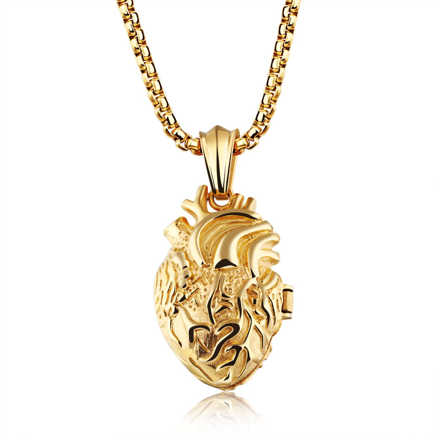 Creative human body organ personality titanium steel heart pendant