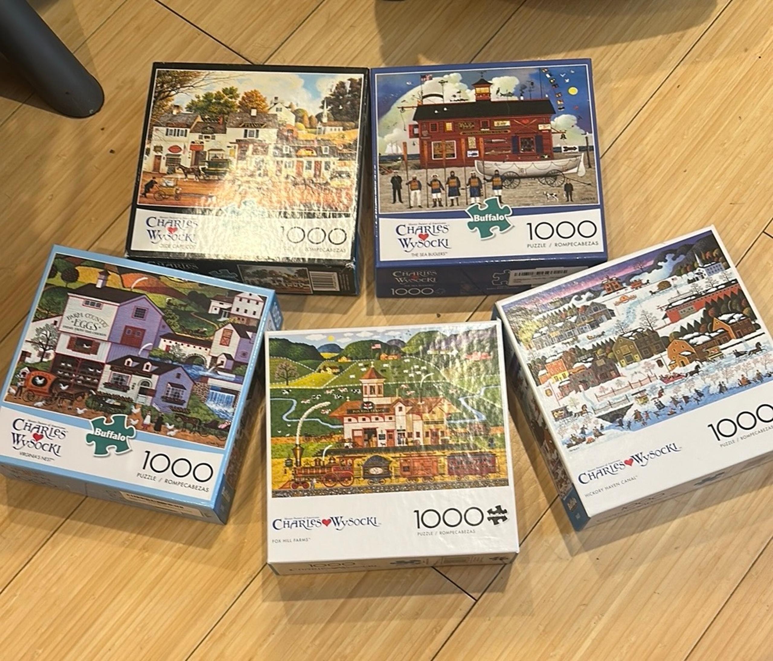 Bundle 5 Buffalo Charles Wysocki Jigsaw Puzzle Set - Multicolor