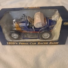 1920's pedal car racer bank like new never opened