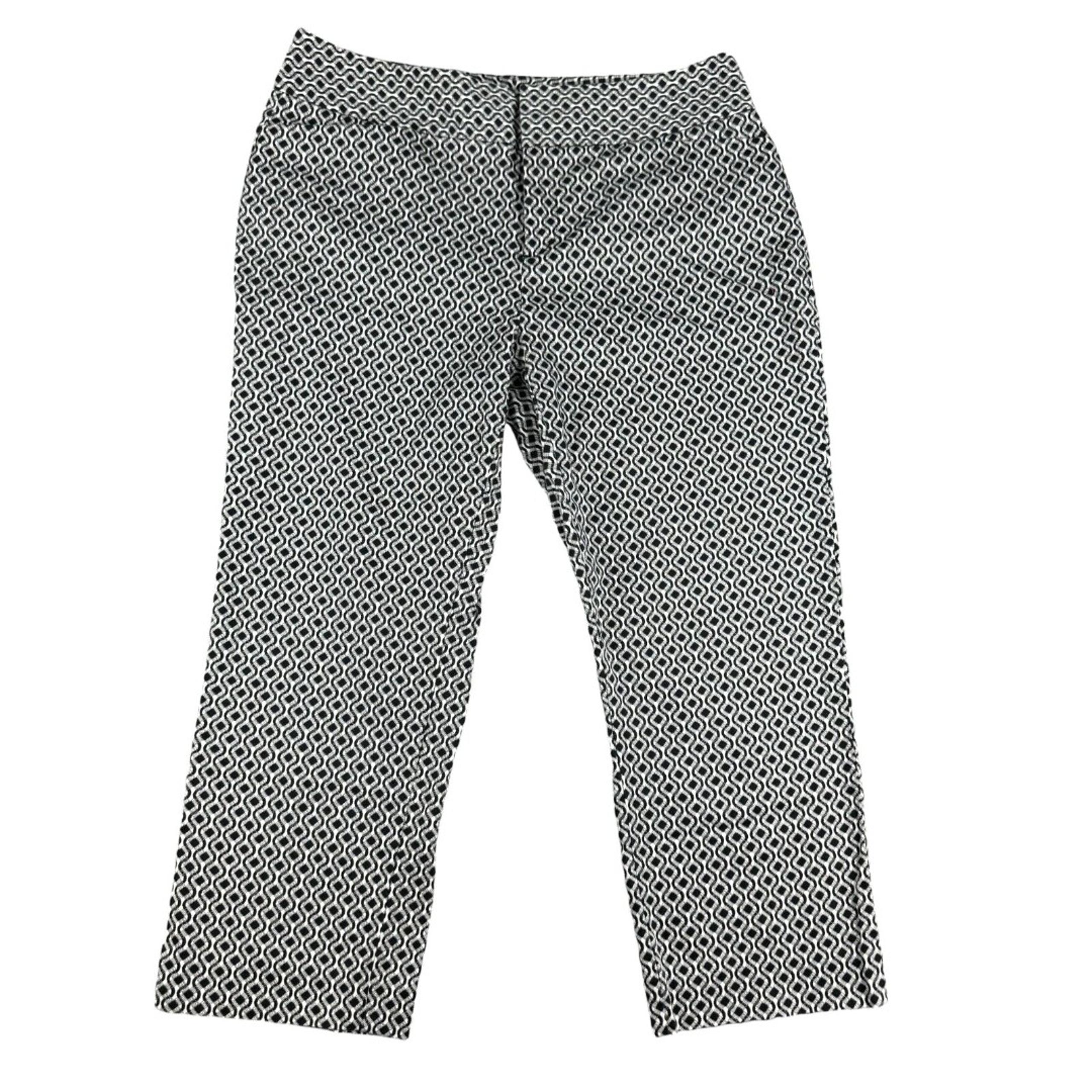 Coldwater Creek Pants Women's 6 Black White Cropped Natural Fit Capri Geometric