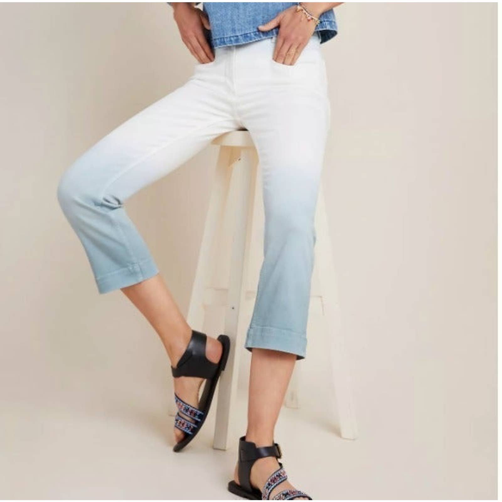 Anthropologie women High-Rise Dyed Slim capri jeans size 25 inches