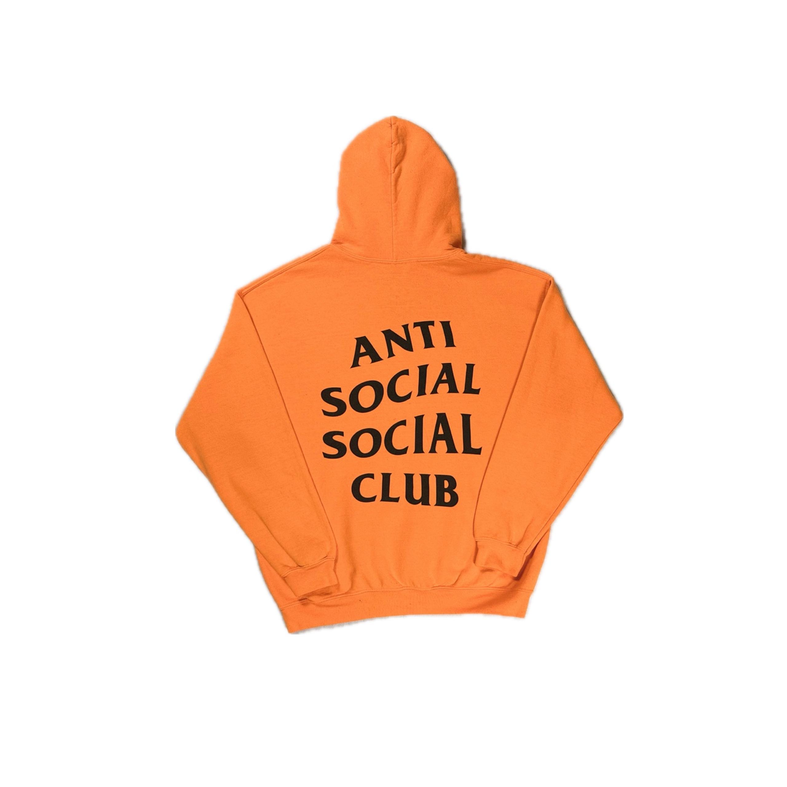 Anti Social Social Club bright orange logo hoodie Sweatshirt men large