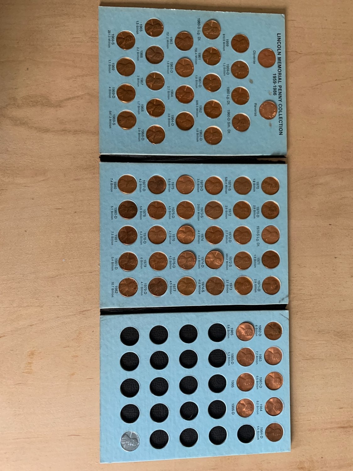 Lincoln penny collection 1959-1986