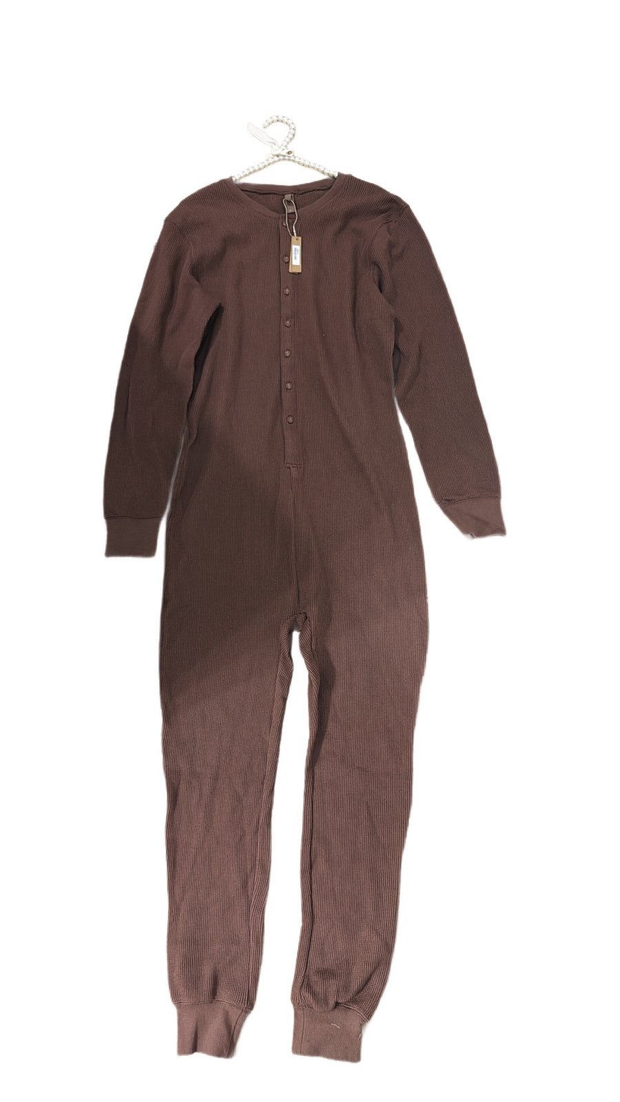 SKIMS Size 3X Waffle Knit Garnet Brown Onesie Loungewear Jumpsuit NWT