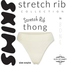 SKIMS Stretch Rib Collection Thong in Bone size xs