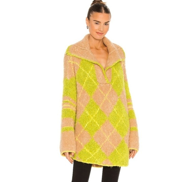 NWT Free People Sunshine To Follow Sweater in Lemon Sugar Combo Size Medium
