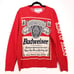 Budweiser King Of Beers Ugly Christmas Sweater Retro Red Crew Neck Size Large