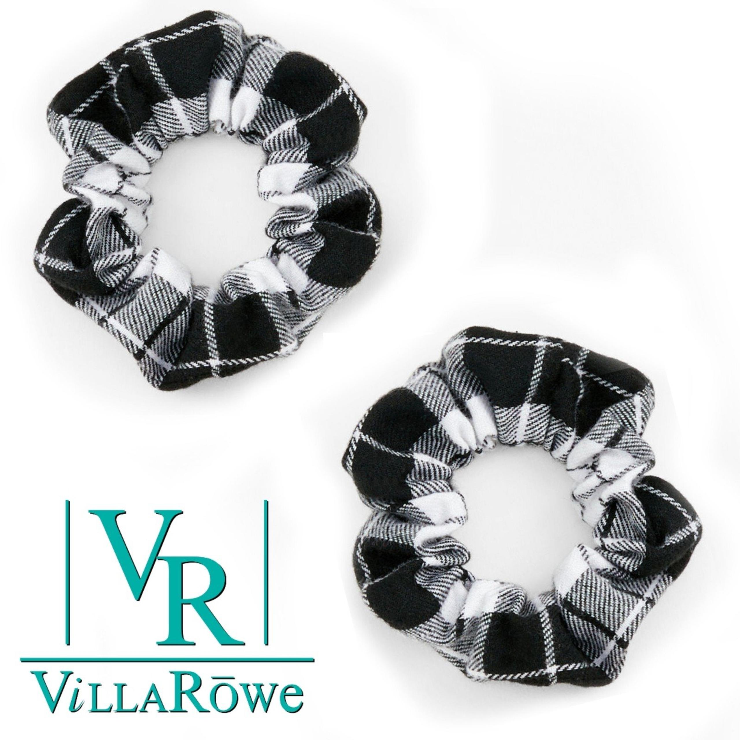 Brand NEW 2pc Scrunchies Black White Gingham Plaid Ponytail Holders Hair
