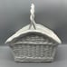 Beautiful Made in Portugal White Ceramic Basket with Handle 11 1/2 Tall