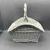 Beautiful Made in Portugal White Ceramic Basket with Handle 11 1/2 Tall