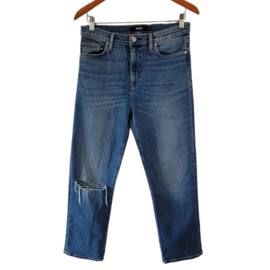 HUDSON Jade Distressed Straight Leg Jeans Women Sz 29 Streetwear Y2K Minimalist