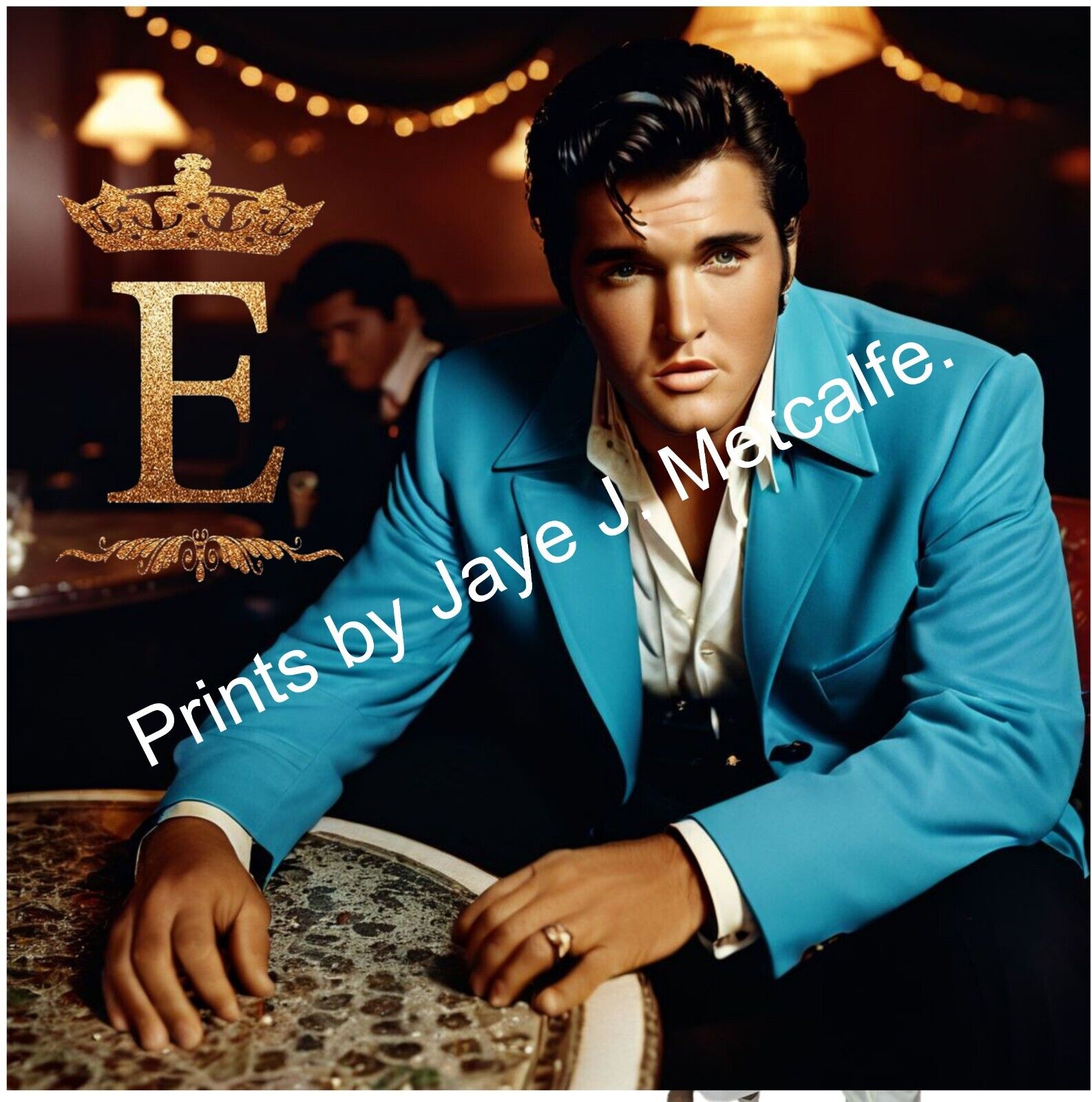 Vintage Elvis Aaron Presley Print Framed in a 8X8