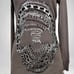 New without tag Lauren Moshi Silver Chain Skull Graphic Knit Top SZ XS Grey