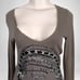 New without tag Lauren Moshi Silver Chain Skull Graphic Knit Top SZ XS Grey