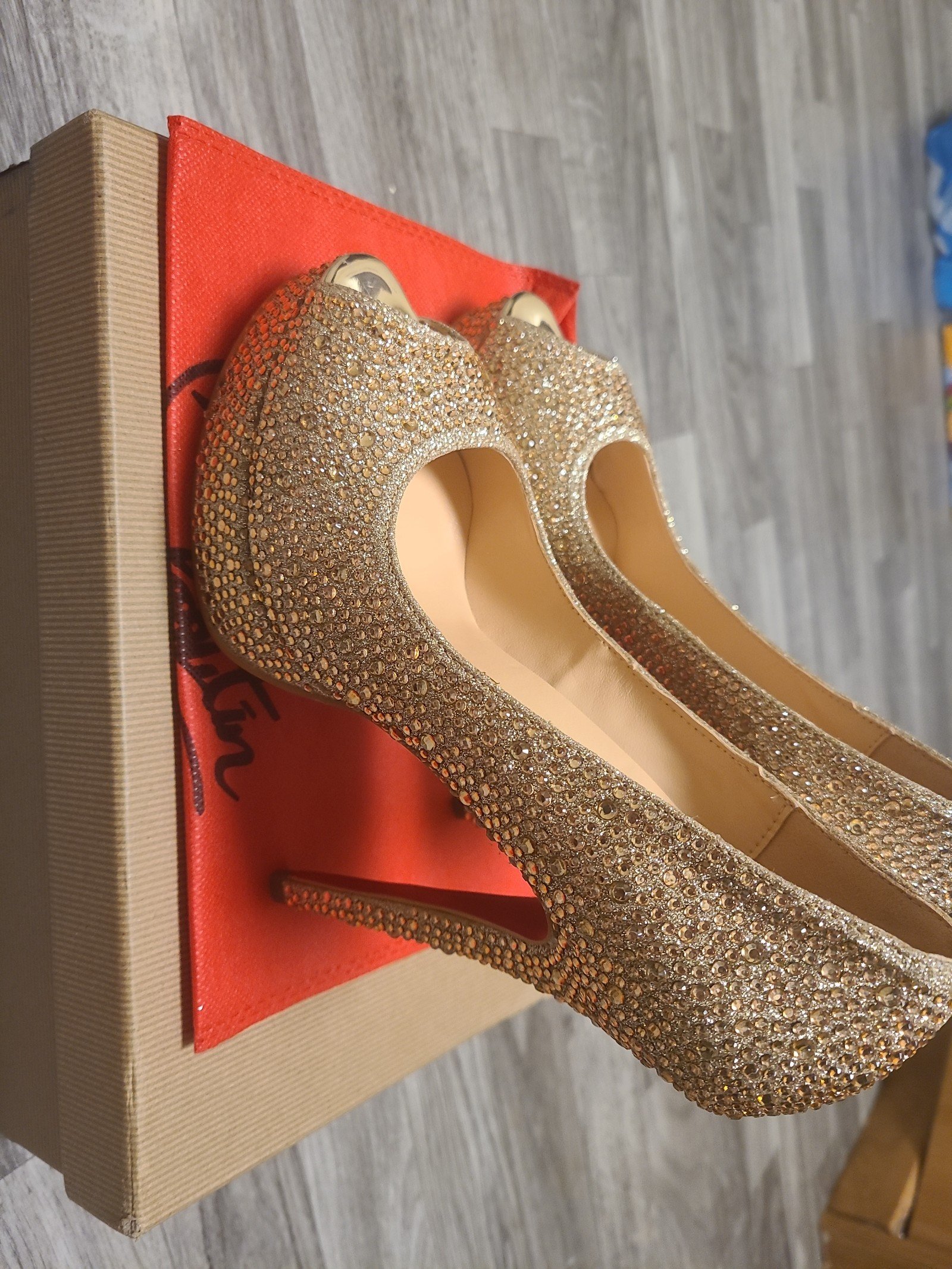 Christian Louboutin Rose Gold Peep toe Heels