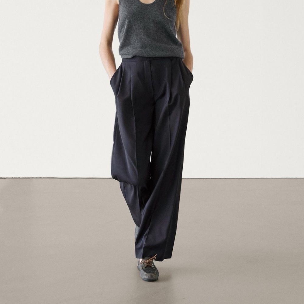 NWT Massimo Dutti Women's Cold Wool Trousers With Darts Black Size 10