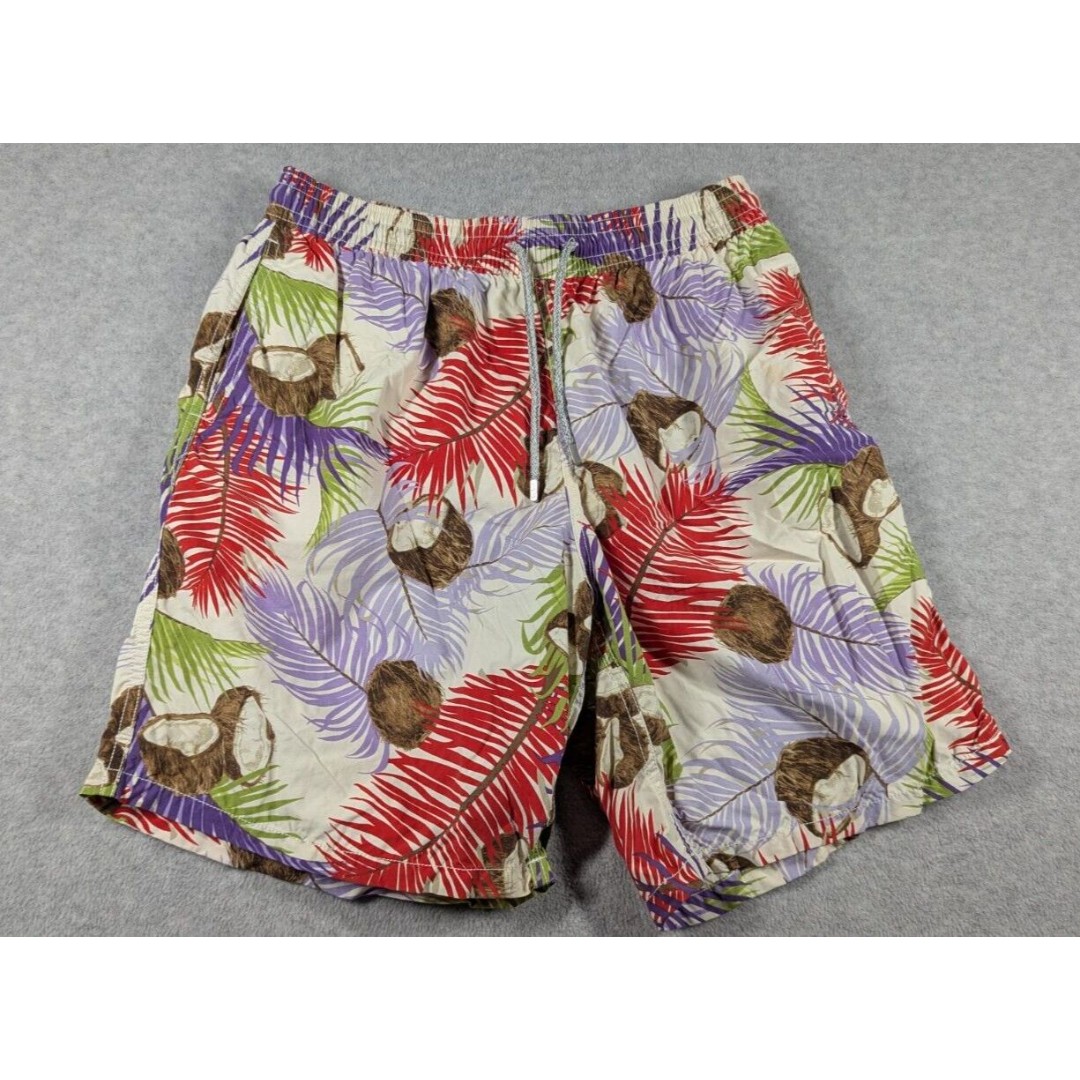 Vilebrequin Men Shorts XXL Swim Trunks Lined Coconut Palm Hawaiian