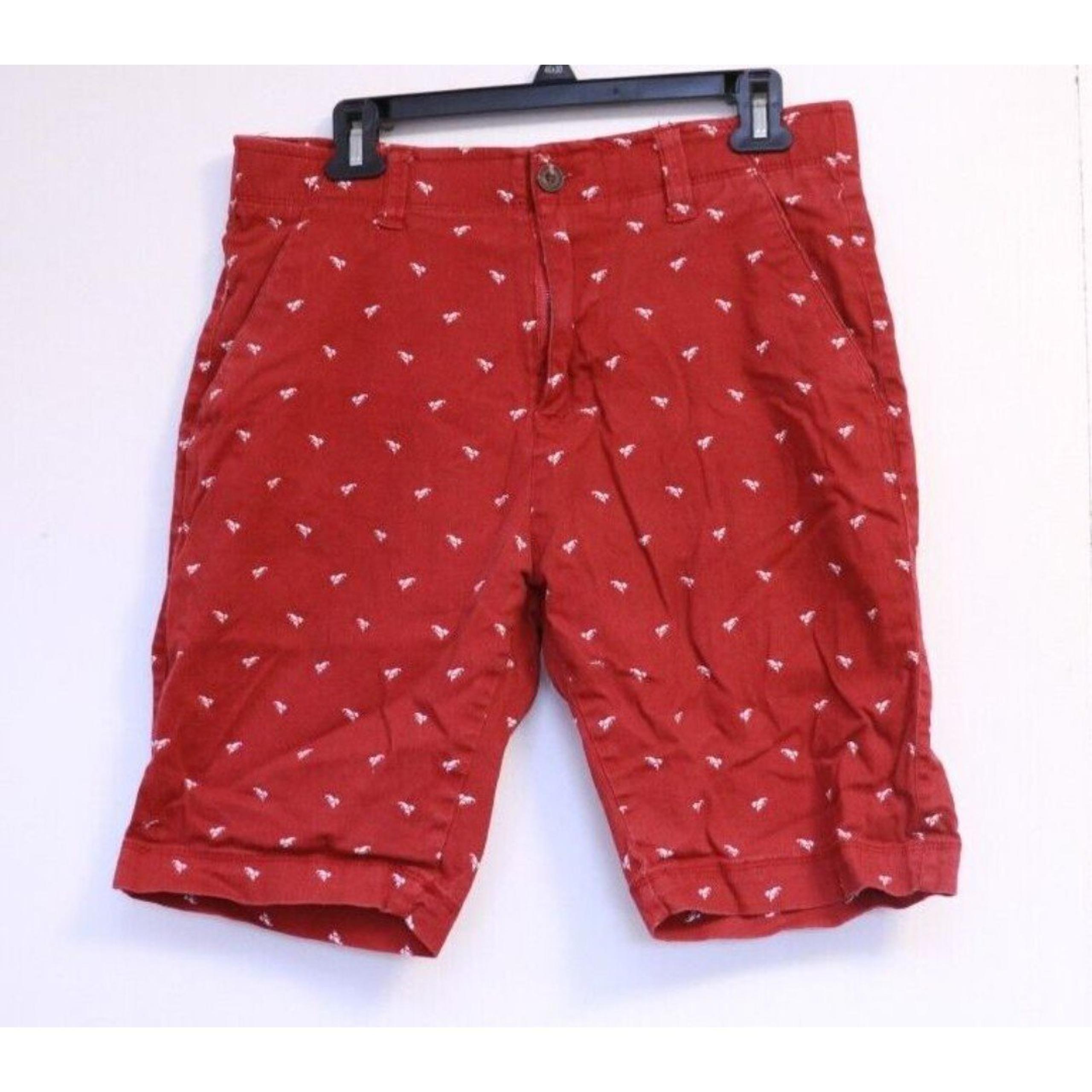 Flex Plugg Shorts Mens 29 Red Beach Lobsters  Regular Cotton Chino Shorts